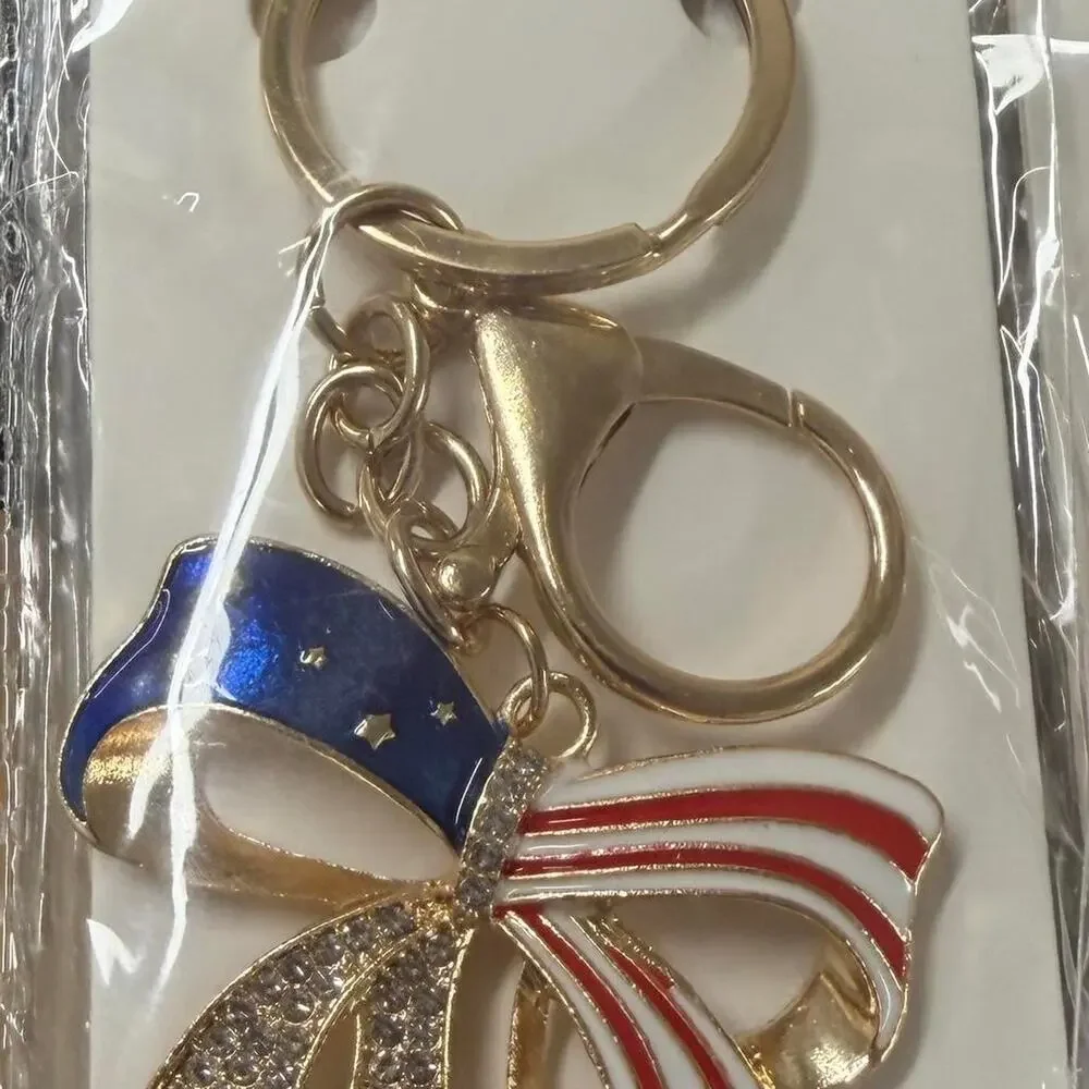 American flag bow keychain